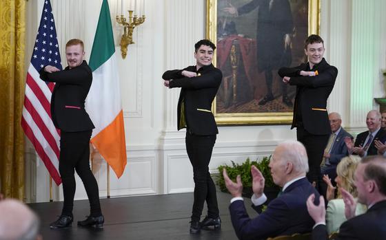 President Joe Biden And First Lady Jill Biden Watch Irish Dance Group