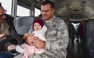 An Air Force officer with his family in the U.S.