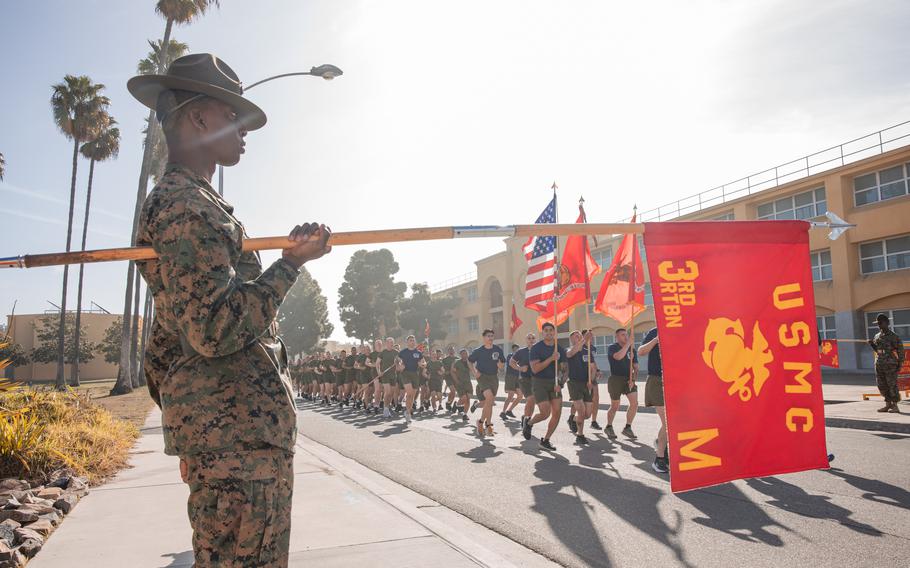 New U.S. Marines run in formation