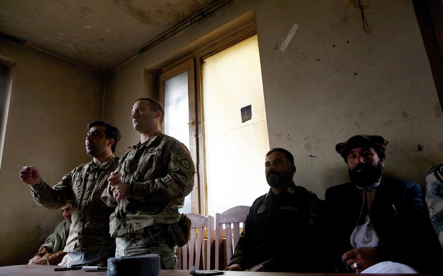 Capt. Michael Kolton, the 29-year-old commander of Company B, 2nd Battalion, 27th Infantry Regiment speaks