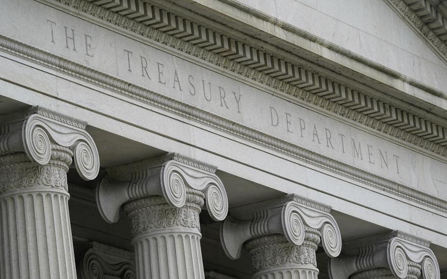 The outer facade of the U.S. Treasury Department building.