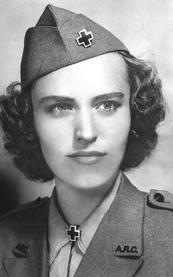 Elizabeth Richardson, pictured in 1944, was an American Red Cross volunteer who served in a clubmobile unit. The clubmobiles were converted vehicles that served coffee and donuts to U.S. soldiers. Richardson is buried in Normandy American Cemetery.