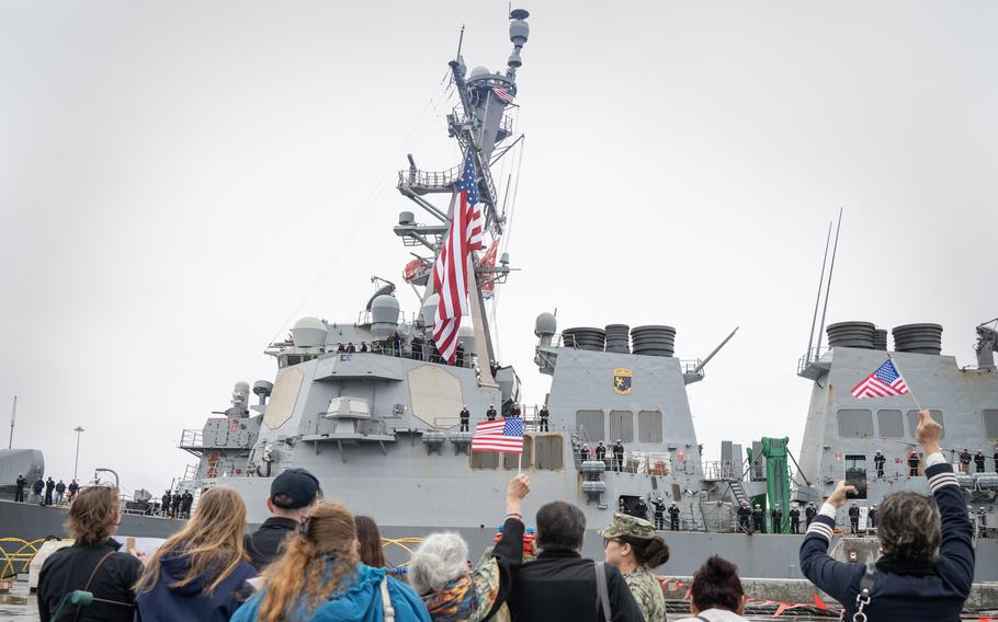 The USS O’Kane pulls into homeport