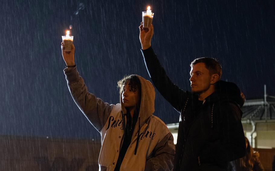 A man and woman protest