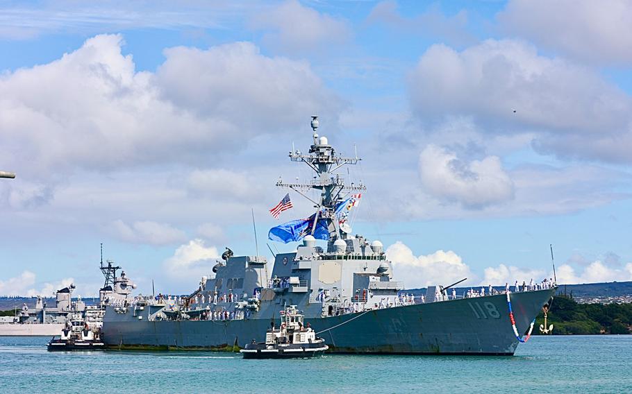 USS Daniel Inouye pulls into its homeport