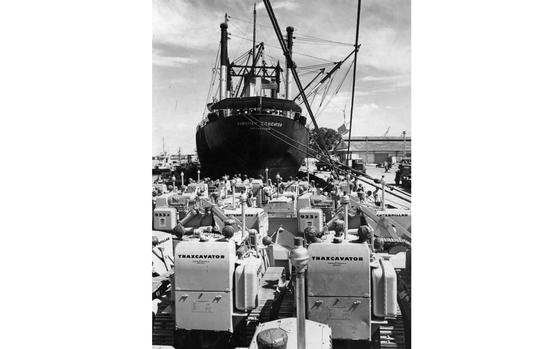 Saigon, South Vietnam, February 1962: Military supplies for the U.S. Military Assistance Advisory Group, Republic of Vietnam (MAAG) and the South Vietnamese military are offloaded of the freighter Hawaiian Educator February 1962 at the port of Saigon. The freight included bulldozers and 2 1/2 ton trucks.

Looking for Stars and Stripes’ coverage of the Vietnam War? Subscribe to Stars and Stripes’ historic newspaper archive! We have digitized our 1948-1999 European and Pacific editions, as well as several of our WWII editions and made them available online through https://starsandstripes.newspaperarchive.com/

META TAGS: Pacific; South Vietnam; Vietnam war; Military Assistance Advisory Group; MAAG; U.S. Military Assistance Command Vietnam; MACV; military logistics