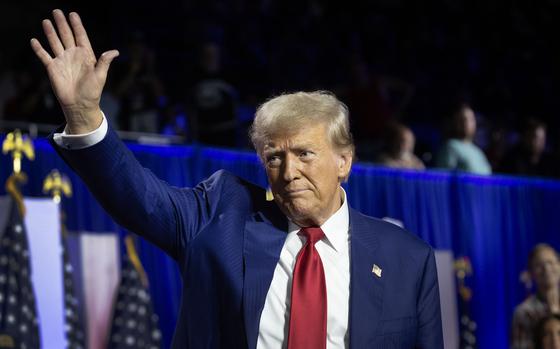 Republican presidential nominee, former U.S. President Donald Trump greets supporters following a town hall campaign event on Aug. 29, 2024, in La Crosse, Wisconsin. (Scott Olson/Getty Images/TNS)