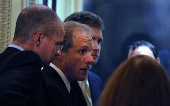 Stephen Feinberg, second from left, seen in 2008 at the U.S. Capitol in Washington. MUST CREDIT: Jahi Chikwendiu/The Washington Post