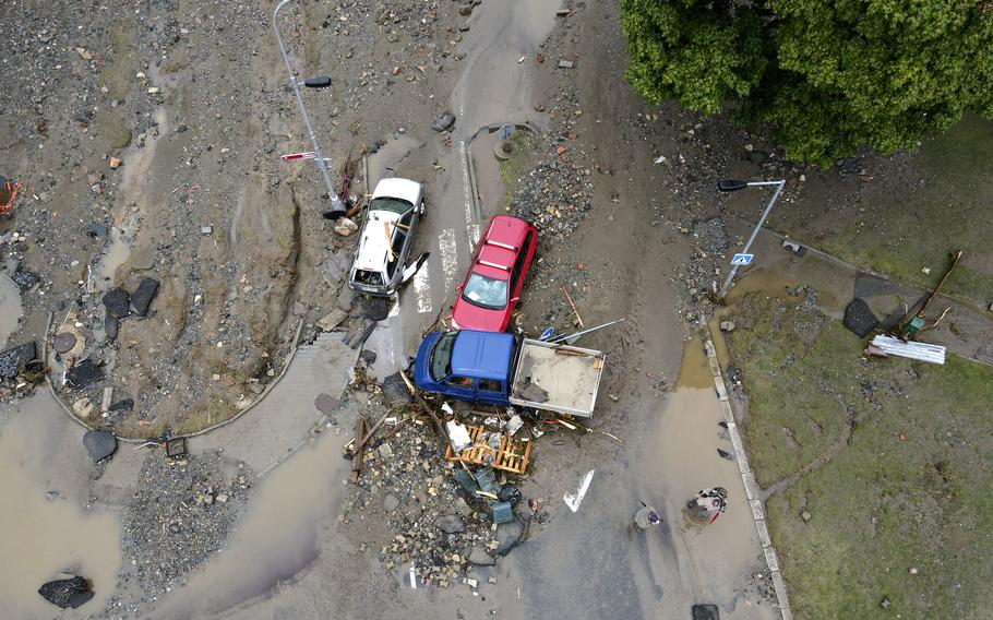 A view of the damage done by recent floods in Jesenik, Czech Republic