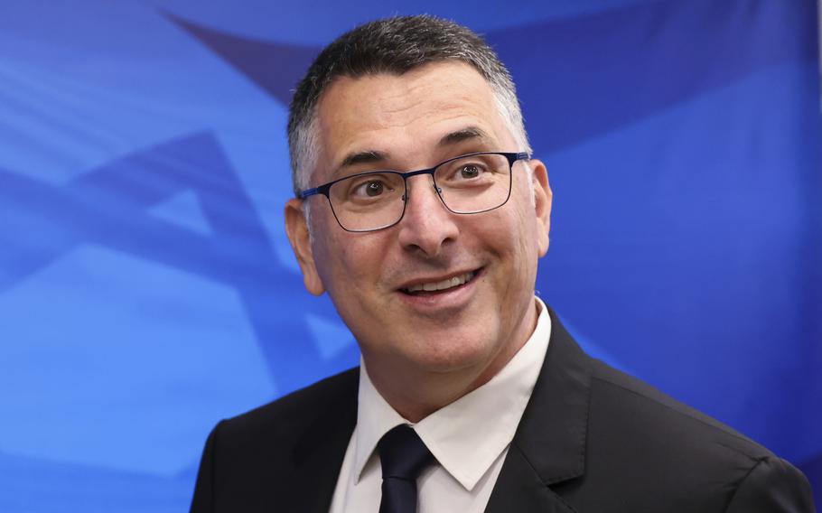 Israeli Minister of Justice Gideon Saar arrives for the first weekly cabinet meeting of the new government in Jerusalem, Sunday, June 20, 2021. 