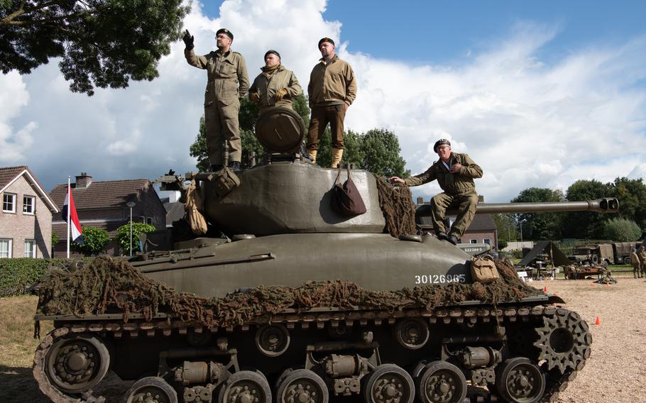 World War II reenactors at a ceremony in Mesch