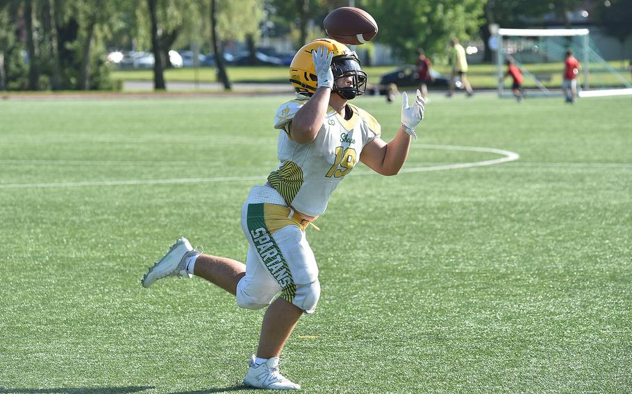 SHAPE sophomore Liam Kennington juggles a pass during an Aug. 27, 2024, practice in Mons, Belgium.