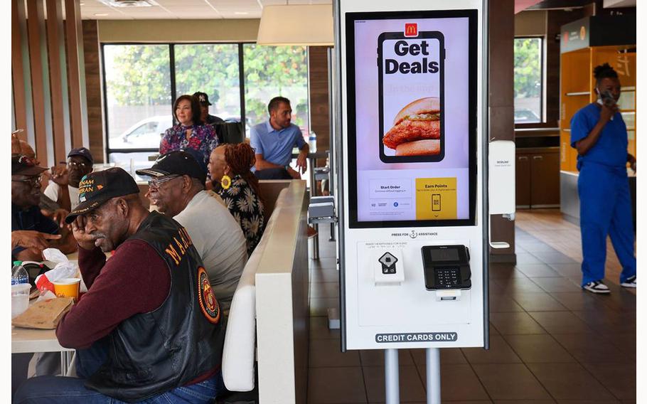 Black military veterans gather daily to share memories, stories, and fellowship at a local McDonald’s on March 28, 2024 in Miami, Florida. 