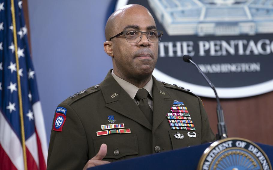 Lt. Gen. Ronald Clark speaks during a press conference at the Pentagon in February 2022.