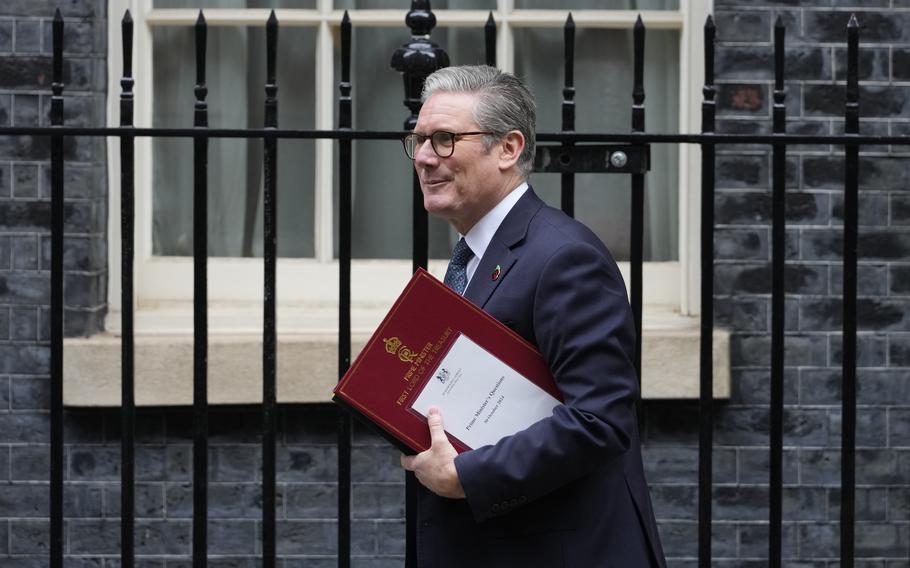 Britain Prime Minister Keir Starmer departs 10 Downing Street for the House of Commons in October.