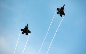 Two U.S. Air Force F-35A Lighting IIs assigned to the 493rd Fighter Squadron fly over RAF Lakenheath, England, in January 2024. U.S. Air Forces Europe and Africa isn’t ready for quick coordination against a cruise missile attack, according to a Rand Corp. report released Sept. 11.