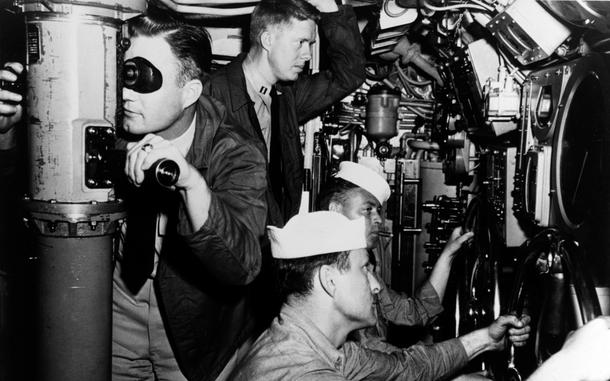 James “Jimmy” Earl Carter Jr. in control room of submarine in 1952