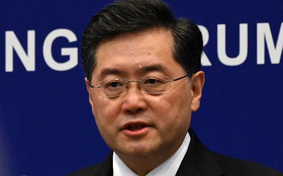 Chinas Foreign Minister Qin Gang speaks at the Lanting Forum at the Foreign Ministry in Beijing on Feb. 21, 2023. (Greg Baker/AFP/Getty Images/TNS)