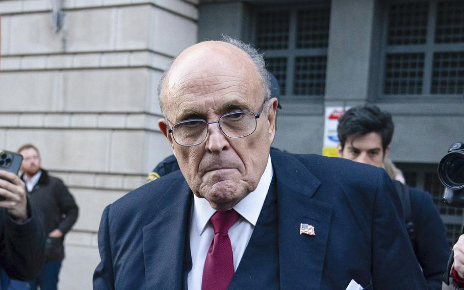 Former Mayor of New York Rudy Giuliani leaves the federal courthouse in Washington, on Dec. 15, 2023. 
