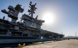 USS Carl Vinson at the pier in Los Angeles.