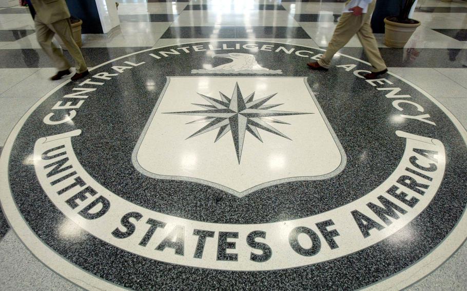 The CIA symbol on the floor of CIA Headquarters, July 9, 2004, at CIA headquarters in Langley, Va.