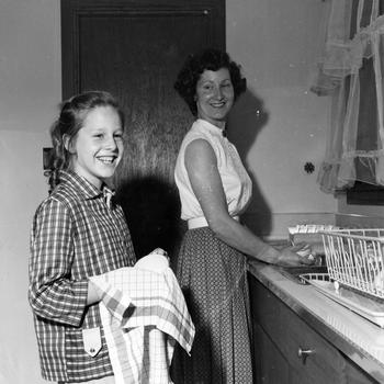 The wife and daughter of Maj. James S. LiCalzi at their home in Korea