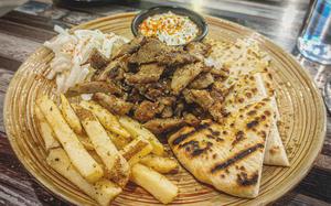 The pork gyro plate at Little Greece in Pyeongtaek, South Korea.