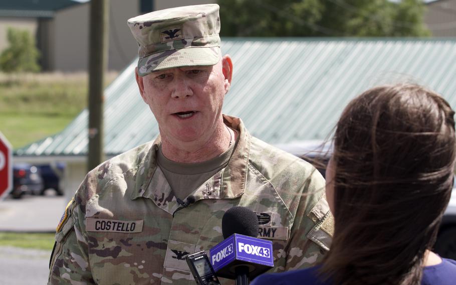 Family and friends bid farewell before Pennsylvania Army National Guard members deploy