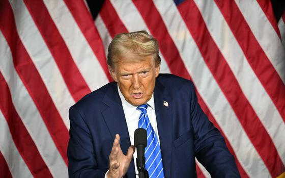 Former President and Republican presidential candidate Donald Trump speaks during a campaign event at Discovery World in Milwaukee on Oct. 1, 2024.