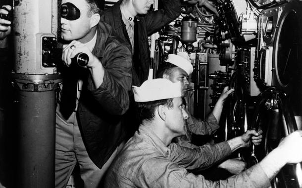 James “Jimmy” Earl Carter Jr. in control room of submarine in 1952