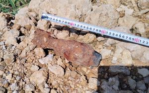 This 60-mm mortar shell, believed to be American in origin, was discovered at Okinawa’s Naha Airport, Oct. 3, 2024.