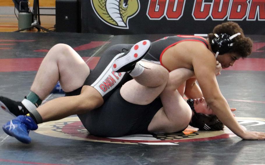 Jesus Puello looks to set up a pin.