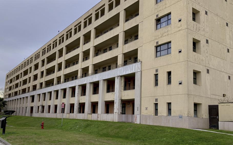 A $5.7 million demolition of this former barracks at Naval Support Activity Naples in Italy is slated to begin in May. It is too early to say what will be built in its place, an NSA Naples spokesperson said Jan. 21, 2025. Former plans for the site called for construction of an operations center. 