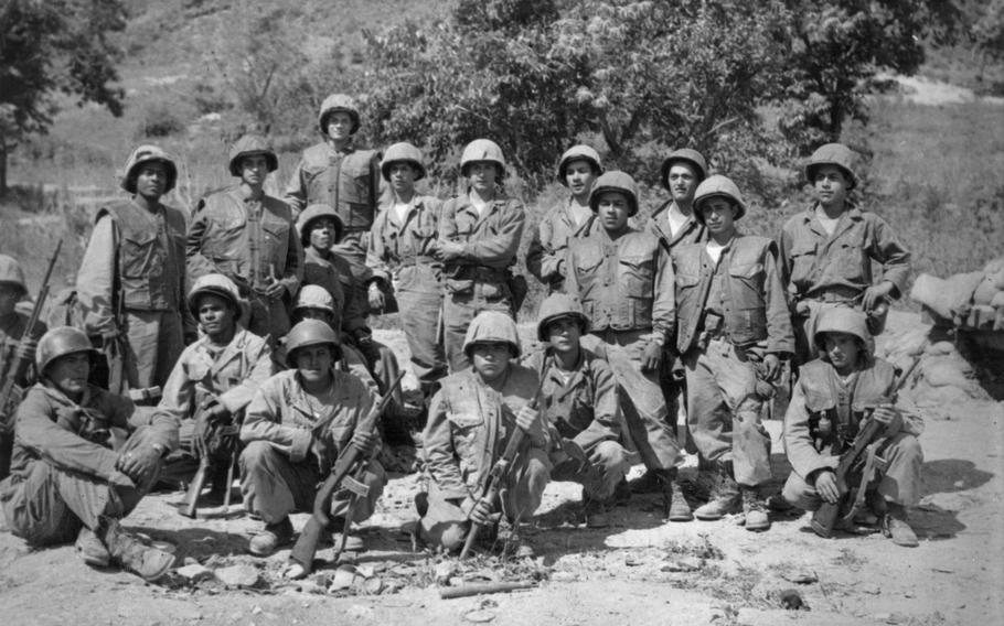 Soldiers from the 1st Colombian Infantry Battalion line up for a photo