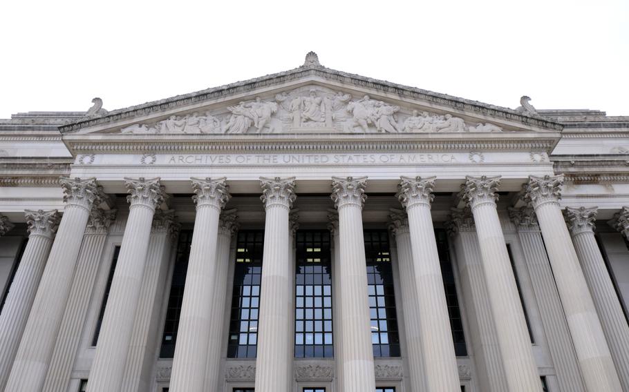 A neoclassical building with columns.