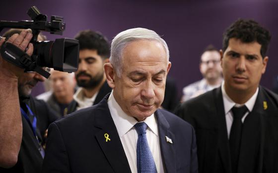 Israeli Prime Minister Benjamin Netanyahu attends his trial on corruption charges at the district court in Tel Aviv on Dec.16, 2024. (Stoyan Nenov/Pool/AFP/Getty Images/TNS)