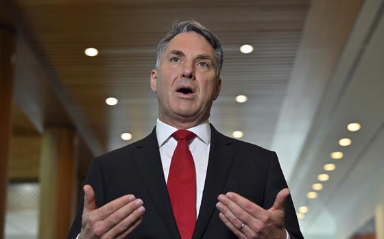 Australia's Deputy Prime Minister Richard Marles speaks at Parliament House in Canberra, Thursday, Sept. 12, 2024.