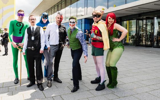 Cosplayers pose during a past Comic Con Germany event in Stuttgart. This year’s event takes place on the city’s fairgrounds Nov. 30-Dec. 1.