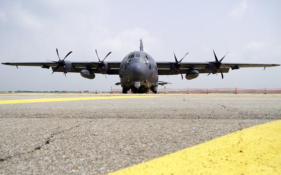 A U.S. Air Force AC-130J Ghostrider parked on the runway at Osan Air Base, South Korea, on June 24, 2024.