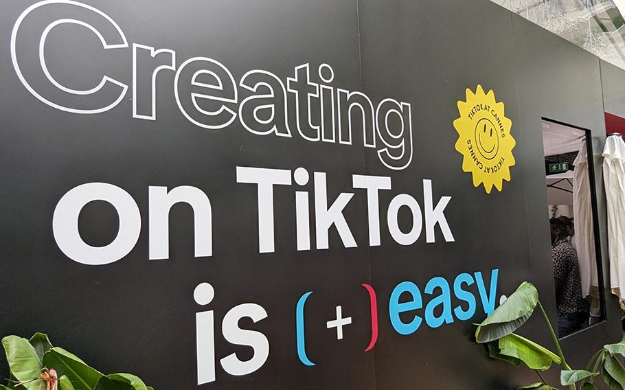 The TikTok stage at the Carlton hotel during the Cannes Lions International Festival of Creativity in France.