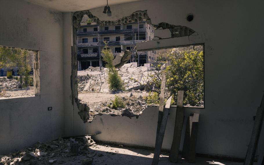 The site of a June 6, 2024, airstrike by Israeli forces that hit Lebanon’s Wadi Jilo. The attack leveled one building, damaged another and caused a third to catch fire. Twenty people were injured in the strike.