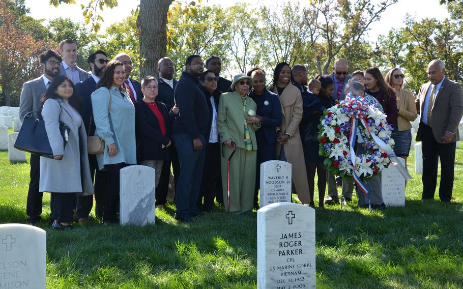 Members of Waverly Woodson’s family posing for a photo after the medal ceremony at Arlington National Cemetery, Va. Woodson
posthumously received the Bronze Star and Combat Medic Badge on Oct. 11, 2023.