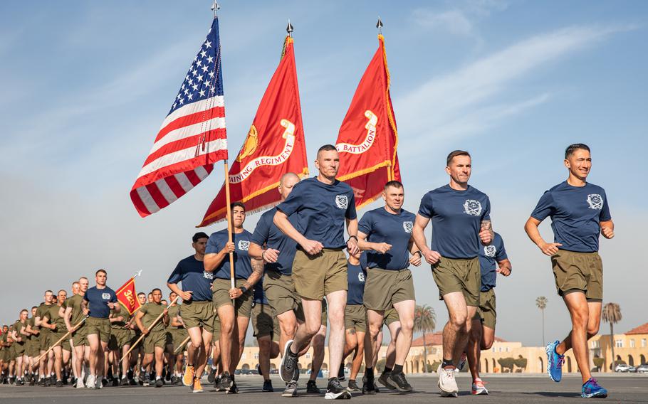 New U.S. Marines run in formation