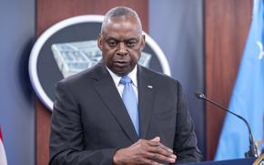 Secretary of Defense Lloyd Austin speaks during a press briefing at the Pentagon, July 25, 2024, in Washington.