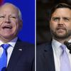 This combination of photos shows Democratic vice presidential candidate Minnesota Gov. Tim Walz, left, at the DNC on Aug. 21, 2024, in Chicago, and Republican vice presidential nominee Sen. JD Vance, R-Ohio, on Sept. 25, 2024, in Traverse City, Mich. (AP Photo)