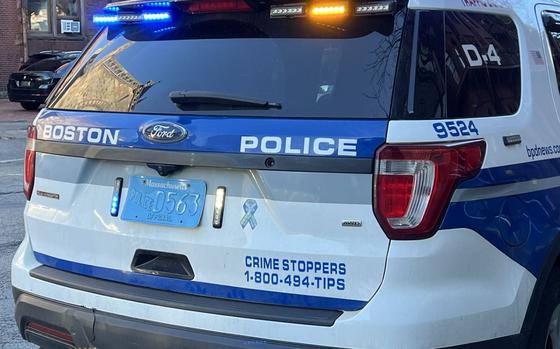 A Boston Police cruiser on Dartmouth Street in Boston, Mass.