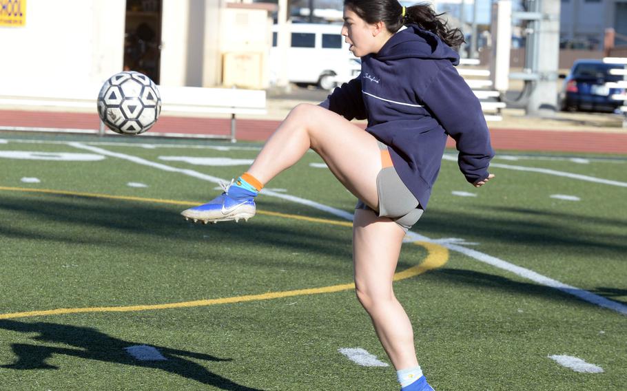 Keiya Carlson, a senior, scored seven goals last season for Yokota's girls soccer team.