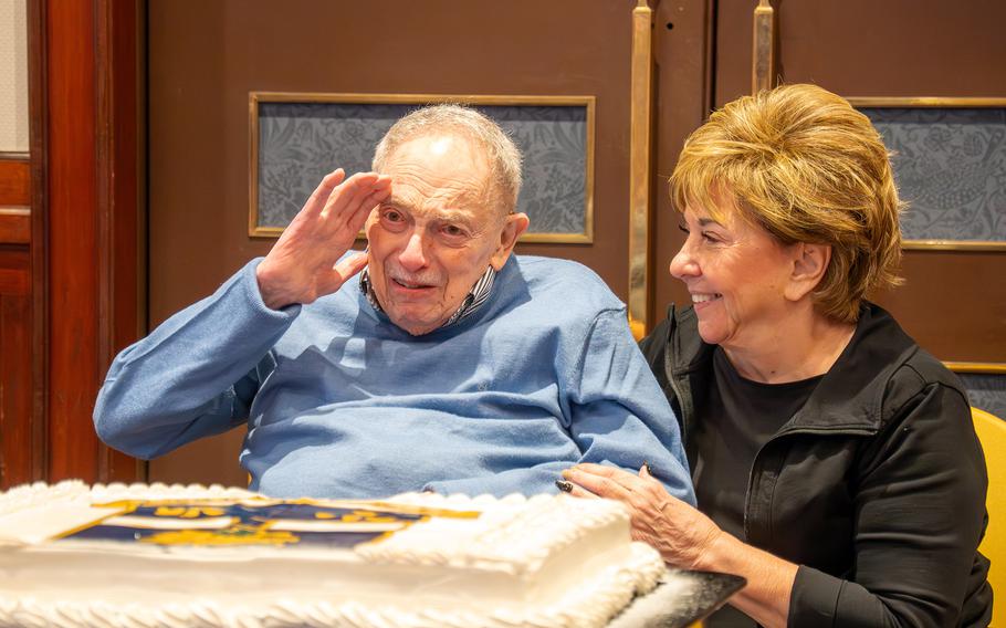 World War II veteran Norman Jay Green celebrates his 100th birthday at the New Sanno Hotel in Tokyo, Nov. 22, 2024.