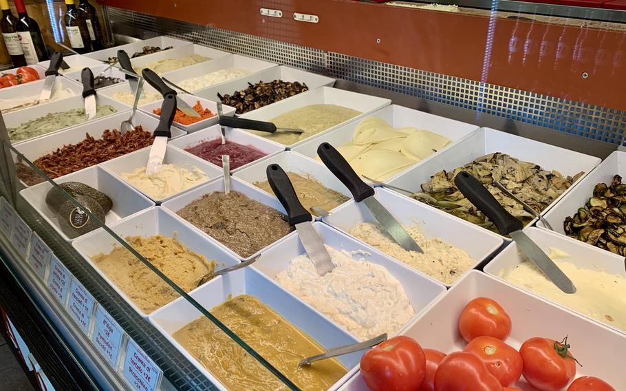 Inside an Italian sandwich shop.