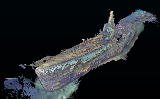 A multidimensional photogrammetry model created by The Lost 52 Project shows the wreck of the USS Harder off the coast of the Philippines, where it was recently found by the project. 